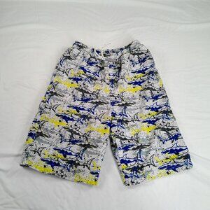 Banana Boat Boys Swim Trunks Size 10 Shark Print Drawstring Lined Shorts